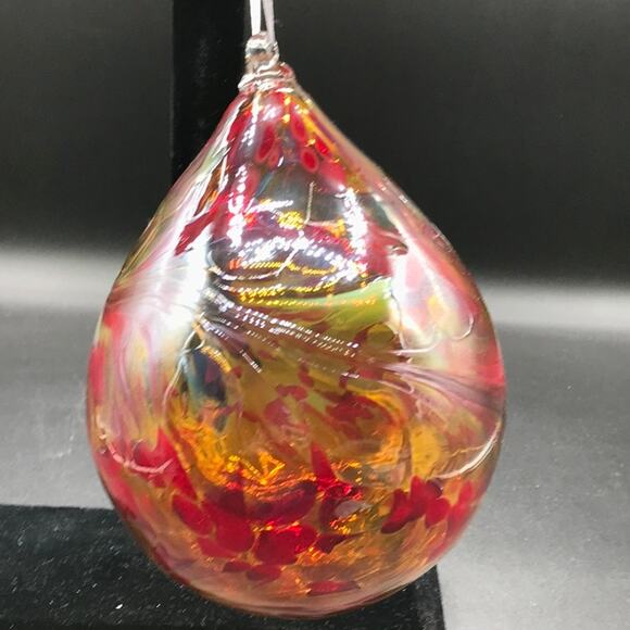 Hand Blown Glass Tear Drop Large Christmas Ornament Outdoor Orb 5" Diameter - Picture 1 of 6